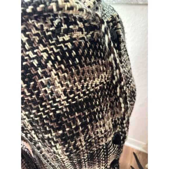 World Folk Art Hooded Woven 100% Wool Coat M Nanaimo Canada Button Pockets Read - Picture 12 of 16